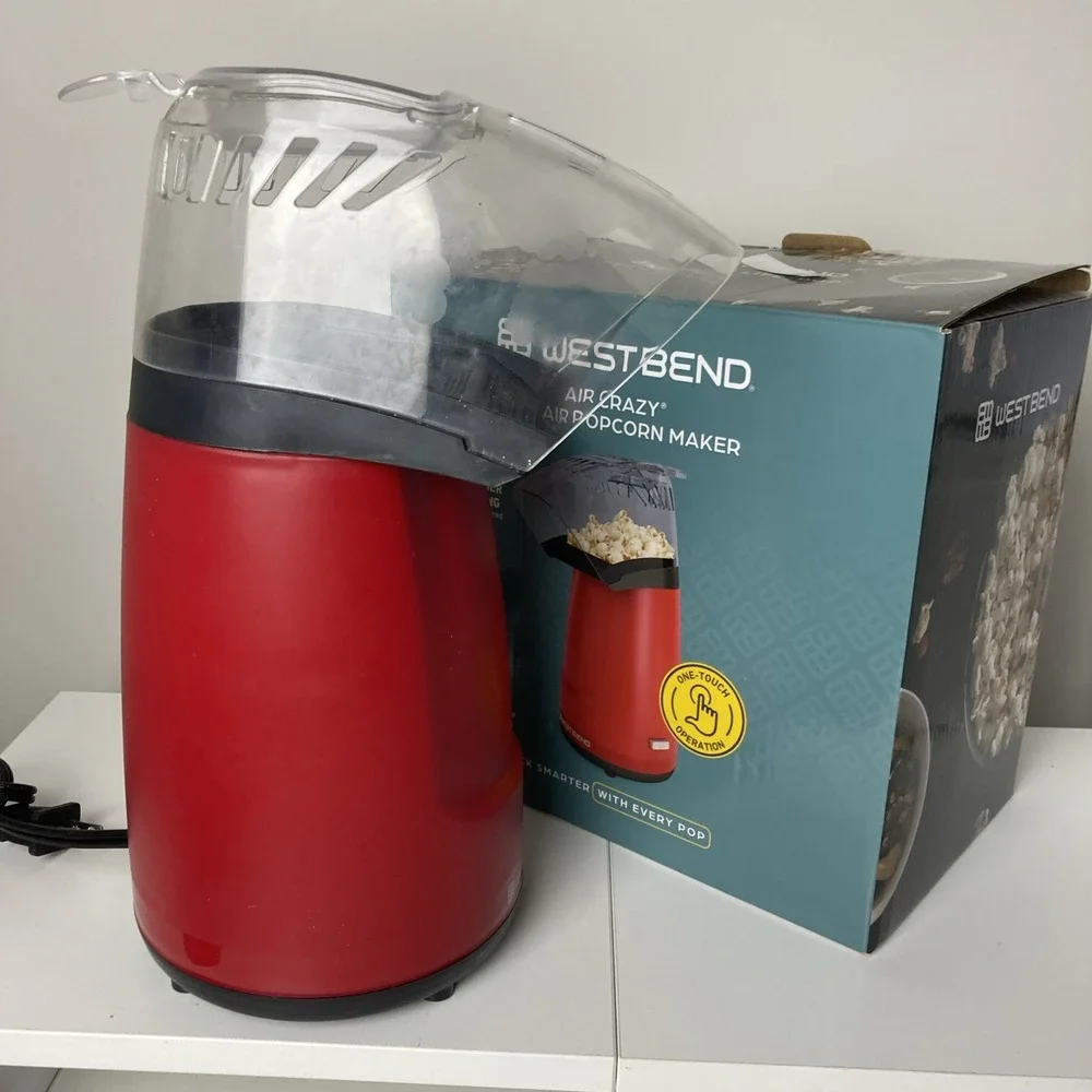 West Bend Air Crazy Hot Air Popcorn Maker, Red, 16 cups, One Touch‎ Operation